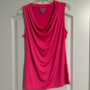 Worthington hot pink tank top with drop neckline. Size Large.